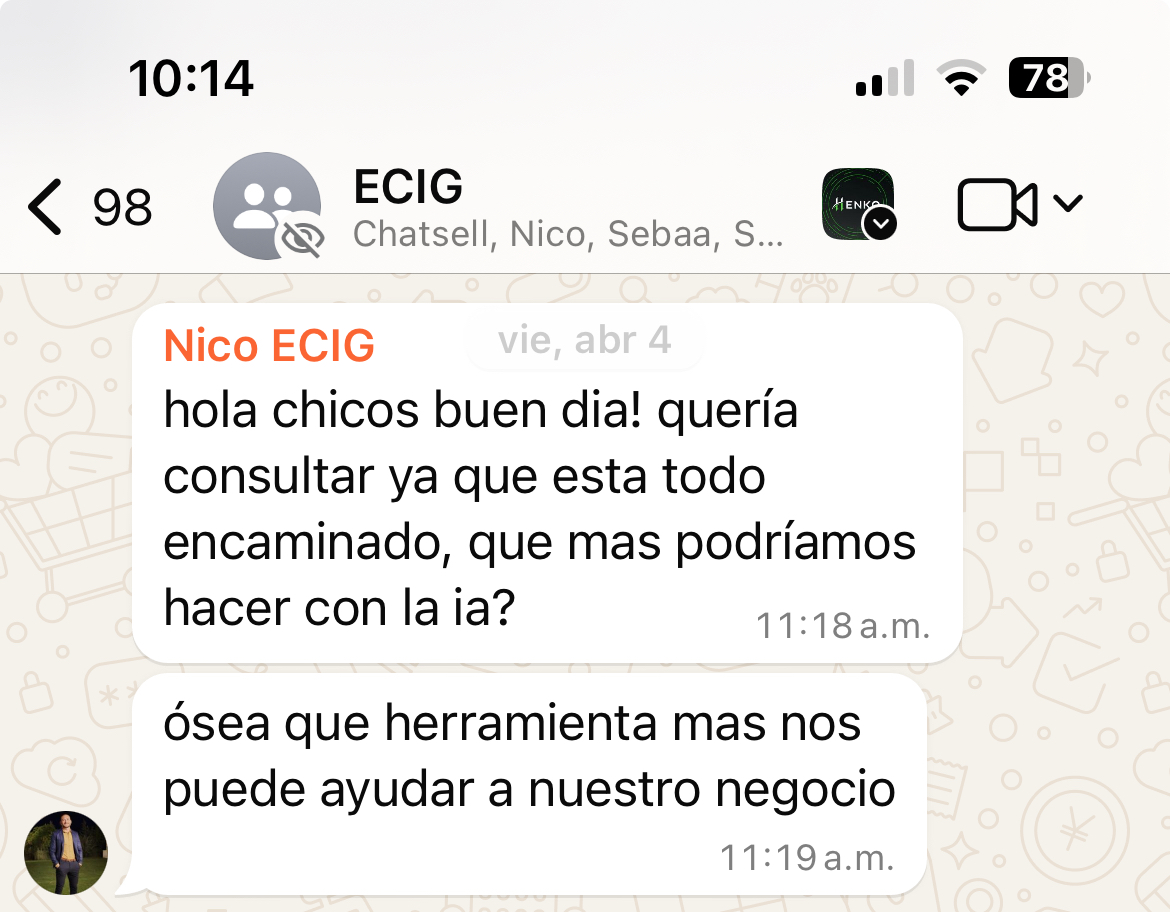 Chat de WhatsApp con ECIG
