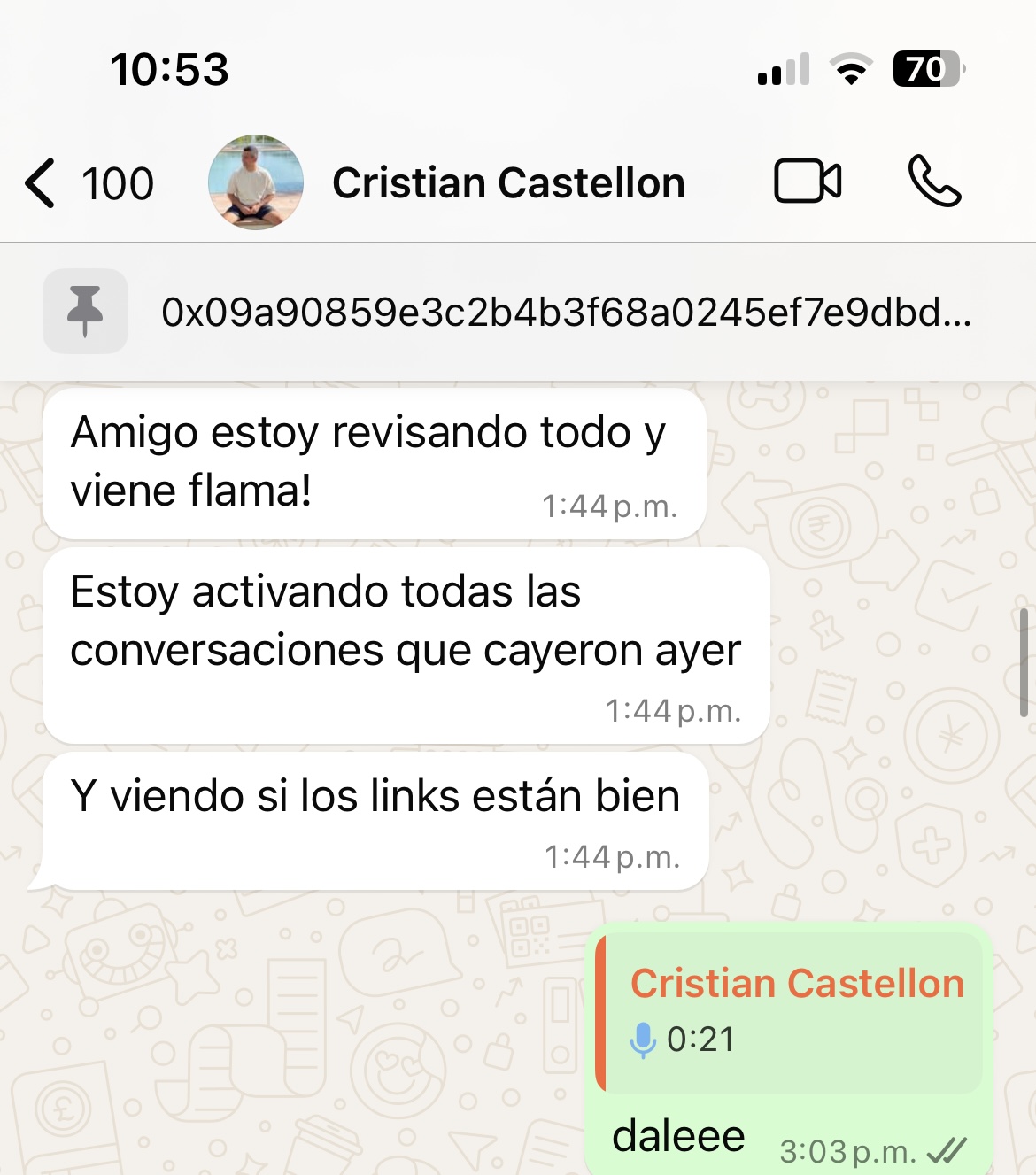 Chat de WhatsApp con Revolution